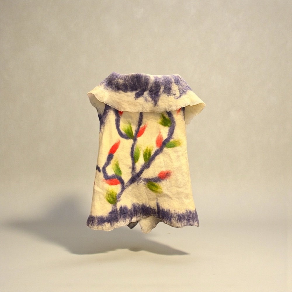 Colorful Artisan NUNO Felted Vest w/3 buttons Med - Picture 3 of 12